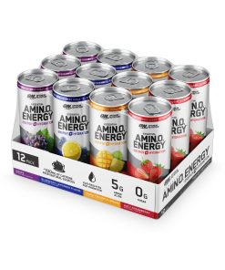 ESSENTIAL AMIN.O. ENERGY+ Electrolytes Sparkling (Variety Pack (Grape Blueberry - Lemonade Mango - Pineapple Limade - Juicy Strawberry) - 12 Cans)